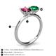 5 - Tanya Oval Shape Rhodolite Garnet & Cushion Shape Emerald 2 Stone Duo Ring 