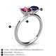 5 - Tanya Oval Shape Rhodolite Garnet & Cushion Shape Blue Sapphire 2 Stone Duo Ring 