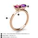 5 - Tanya Oval Shape Rhodolite Garnet & Cushion Shape Amethyst 2 Stone Duo Ring 