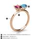 5 - Tanya Oval Shape Rhodolite Garnet & Cushion Shape Blue Topaz 2 Stone Duo Ring 