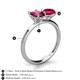 5 - Tanya Oval Shape Rhodolite Garnet & Cushion Shape Ruby 2 Stone Duo Ring 