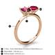 5 - Tanya Oval Shape Rhodolite Garnet & Cushion Shape Ruby 2 Stone Duo Ring 