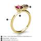 5 - Tanya Oval Shape Rhodolite Garnet & Cushion Shape Smoky Quartz 2 Stone Duo Ring 