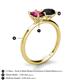5 - Tanya Oval Shape Rhodolite Garnet & Cushion Shape Black Onyx 2 Stone Duo Ring 