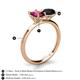 5 - Tanya Oval Shape Rhodolite Garnet & Cushion Shape Black Onyx 2 Stone Duo Ring 