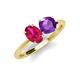 4 - Tanya Oval Shape Ruby & Cushion Shape Amethyst 2 Stone Duo Ring 