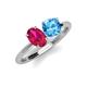 4 - Tanya Oval Shape Ruby & Cushion Shape Blue Topaz 2 Stone Duo Ring 