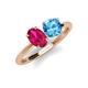4 - Tanya Oval Shape Ruby & Cushion Shape Blue Topaz 2 Stone Duo Ring 