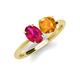 4 - Tanya Oval Shape Ruby & Cushion Shape Citrine 2 Stone Duo Ring 