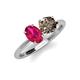 4 - Tanya Oval Shape Ruby & Cushion Shape Smoky Quartz 2 Stone Duo Ring 