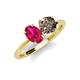 4 - Tanya Oval Shape Ruby & Cushion Shape Smoky Quartz 2 Stone Duo Ring 