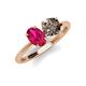 4 - Tanya Oval Shape Ruby & Cushion Shape Smoky Quartz 2 Stone Duo Ring 