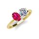 4 - Tanya Oval Shape Ruby & Cushion Shape Forever Brilliant Moissanite 2 Stone Duo Ring 