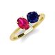 4 - Tanya Oval Shape Ruby & Cushion Shape Blue Sapphire 2 Stone Duo Ring 