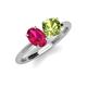 4 - Tanya Oval Shape Ruby & Cushion Shape Peridot 2 Stone Duo Ring 