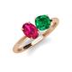 4 - Tanya Oval Shape Ruby & Cushion Shape Emerald 2 Stone Duo Ring 