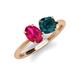 4 - Tanya Oval Shape Ruby & Cushion Shape London Blue Topaz 2 Stone Duo Ring 