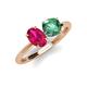4 - Tanya Oval Shape Ruby & Cushion Shape Lab Created Alexandrite 2 Stone Duo Ring 