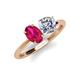 4 - Tanya Oval Shape Ruby & Cushion Shape Forever One Moissanite 2 Stone Duo Ring 