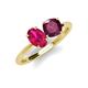 4 - Tanya Oval Shape Ruby & Cushion Shape Rhodolite Garnet 2 Stone Duo Ring 