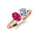 4 - Tanya Oval Shape Ruby & Cushion Shape IGI Certified Lab Grown Diamond 2 Stone Duo Ring 