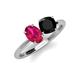 4 - Tanya Oval Shape Ruby & Cushion Shape Black Onyx 2 Stone Duo Ring 