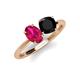4 - Tanya Oval Shape Ruby & Cushion Shape Black Onyx 2 Stone Duo Ring 