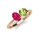 4 - Tanya Oval Shape Ruby & Cushion Shape Peridot 2 Stone Duo Ring 