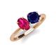 4 - Tanya Oval Shape Ruby & Cushion Shape Blue Sapphire 2 Stone Duo Ring 