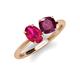 4 - Tanya Oval Shape Ruby & Cushion Shape Rhodolite Garnet 2 Stone Duo Ring 