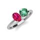 4 - Tanya Oval Shape Ruby & Cushion Shape Lab Created Alexandrite 2 Stone Duo Ring 