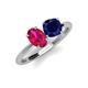4 - Tanya Oval Shape Ruby & Cushion Shape Blue Sapphire 2 Stone Duo Ring 