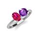 4 - Tanya Oval Shape Ruby & Cushion Shape Amethyst 2 Stone Duo Ring 