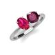 4 - Tanya Oval Shape Ruby & Cushion Shape Rhodolite Garnet 2 Stone Duo Ring 