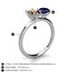 5 - Tanya Oval Shape Smoky Quartz & Cushion Shape Blue Sapphire 2 Stone Duo Ring 