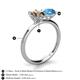 5 - Tanya Oval Shape Smoky Quartz & Cushion Shape Blue Topaz 2 Stone Duo Ring 