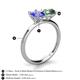 5 - Tanya Oval Shape Tanzanite & Cushion Shape Lab Created Alexandrite 2 Stone Duo Ring 