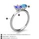 5 - Tanya Oval Shape Tanzanite & Cushion Shape Blue Topaz 2 Stone Duo Ring 