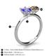 5 - Tanya Oval Shape Tanzanite & Cushion Shape Smoky Quartz 2 Stone Duo Ring 