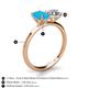 5 - Tanya Oval Shape Turquoise & Cushion Shape GIA Certified Diamond 2 Stone Duo Ring 