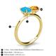 5 - Tanya Oval Shape Turquoise & Cushion Shape Citrine 2 Stone Duo Ring 