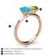 5 - Tanya Oval Shape Turquoise & Cushion Shape Peridot 2 Stone Duo Ring 