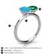 5 - Tanya Oval Shape Turquoise & Cushion Shape Emerald 2 Stone Duo Ring 