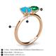 5 - Tanya Oval Shape Turquoise & Cushion Shape Emerald 2 Stone Duo Ring 