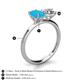 5 - Tanya Oval Shape Turquoise & Cushion Shape Forever Brilliant Moissanite 2 Stone Duo Ring 