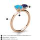 5 - Tanya Oval Shape Turquoise & Cushion Shape Blue Sapphire 2 Stone Duo Ring 