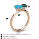 5 - Tanya Oval Shape Turquoise & Cushion Shape London Blue Topaz 2 Stone Duo Ring 