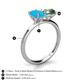 5 - Tanya Oval Shape Turquoise & Cushion Shape Lab Created Alexandrite 2 Stone Duo Ring 