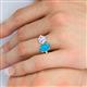 6 - Tanya Oval Shape Turquoise & Cushion Shape IGI Certified Lab Grown Diamond 2 Stone Duo Ring 