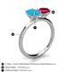 5 - Tanya Oval Shape Turquoise & Cushion Shape Ruby 2 Stone Duo Ring 